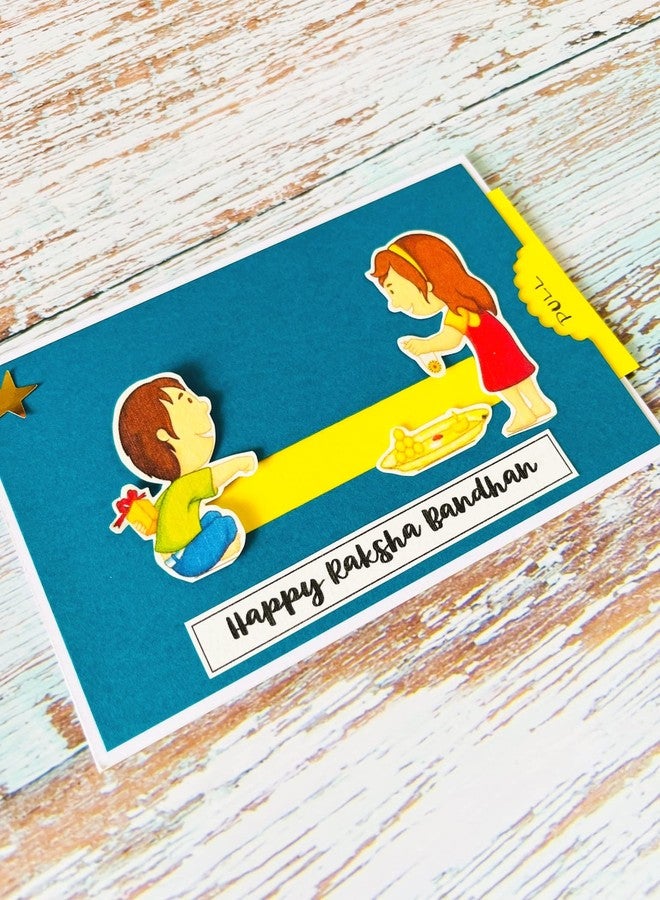 Crafted Forever Rakhi slider greeting- brother & sister rakhi tying, 4x6 inch size, blank inside, includes rakhi and envelope, slider card - Image 3